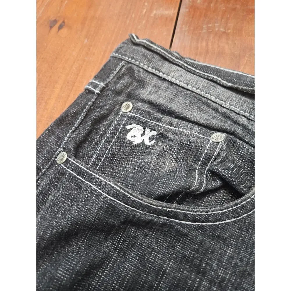 Brooklyn Xpress BX Y2K Baggy Wide Leg Jeans Black Wash Mens 40x34
